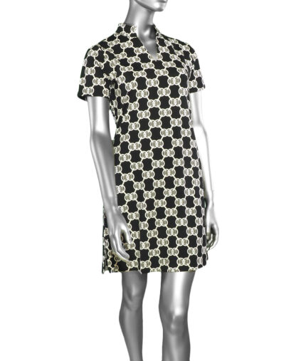 Lulu-B Short Sleeve Dress- White/Black/Stone. Lulu-B Style: SPX4530 MDBW