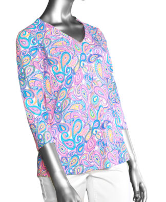 Lulu-B V-Neck Top- Paisley . Style: SPX0471P PSLY