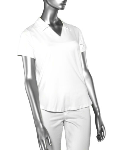Lulu-B Short Sleeve Collar Top- White .  Style: SPX5296S White
