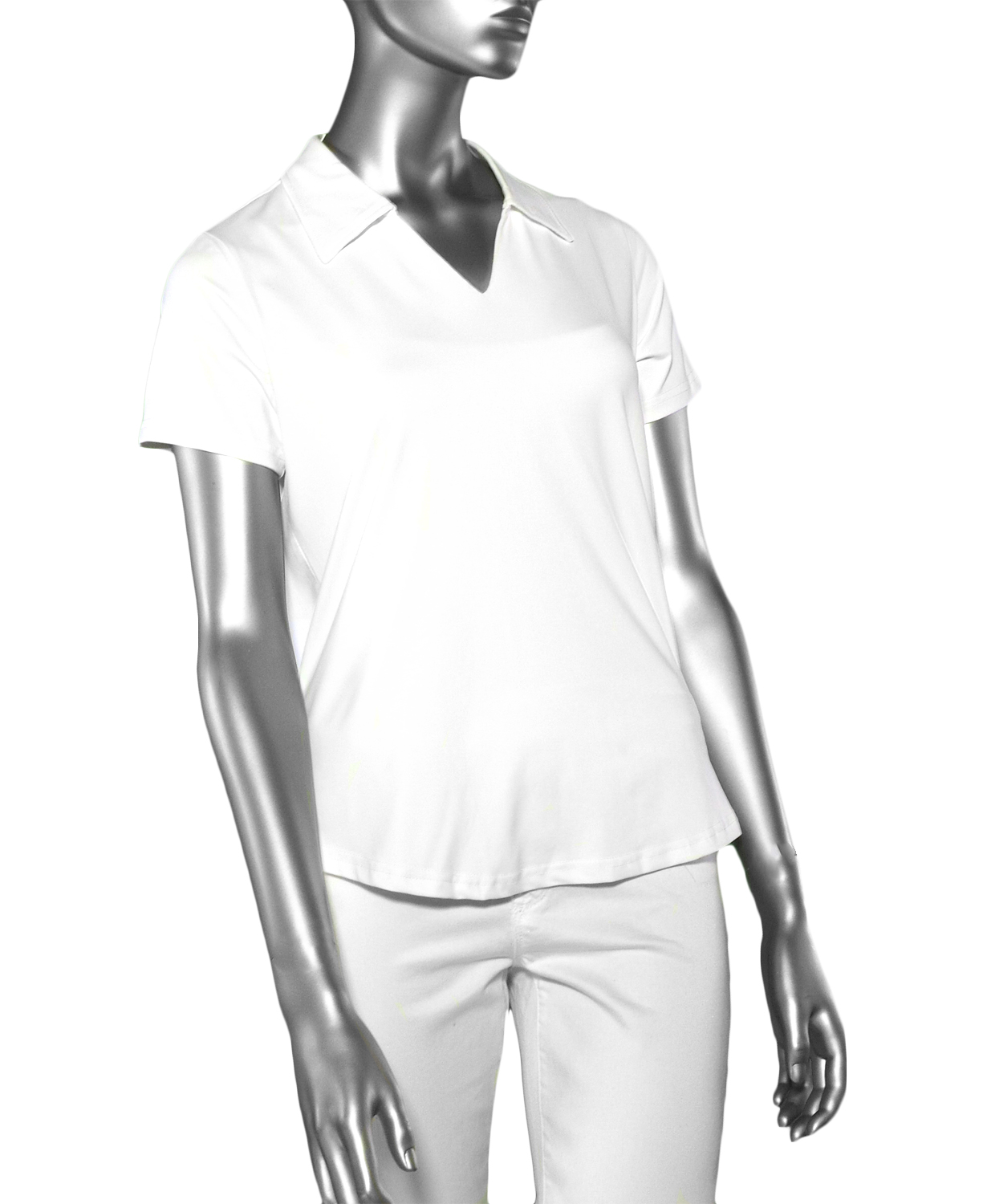 women's short sleeve white collar shirt