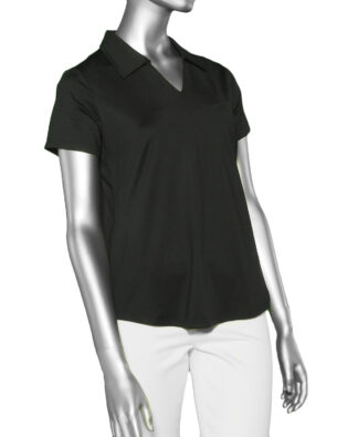 Lulu-B Short Sleeve Collar Top- Black .  Style: SPX5296S Black