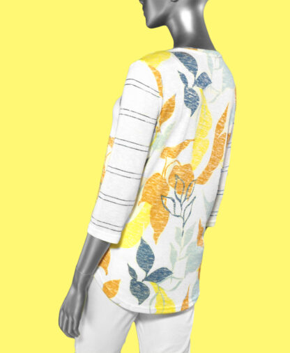 Tribal Combo Print Crew Neck Top- BlueCloud . Tribal Style: 7629O-1619-2438 Back