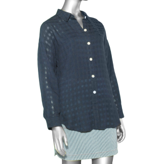 Tribal Button Front Blouse- Jet Blue .  Tribal Style: 1753O-3887-3068