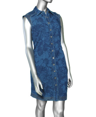 Tribal Print Denim Dress- Ocean Blue . Tribal Style: 5400O-4798P-1276