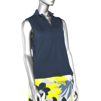 Tribal Sport Zip Mock Top- Jet Blue . Tribal Style: 1791O-3506-3068