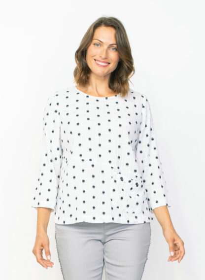 Habitat Embroidered Peruvian Dots Pullover- White . Habitat Style: 41001 White