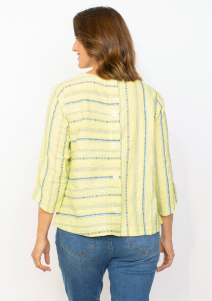 Habitat Coastal Boho Button Back Pullover- Aloe . Habitat Style: 46732 Back