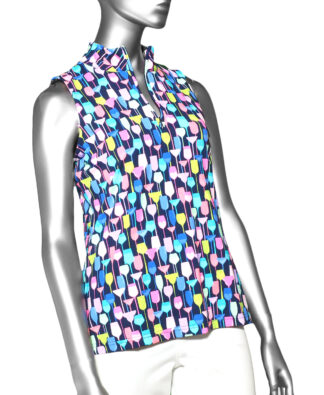 Lulu-B Zip Top- Wine Glass on Navy