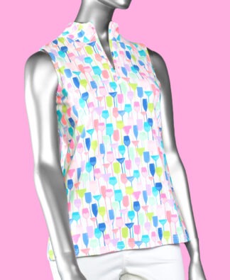 Lulu-B Zip Top- Wine Glass on White