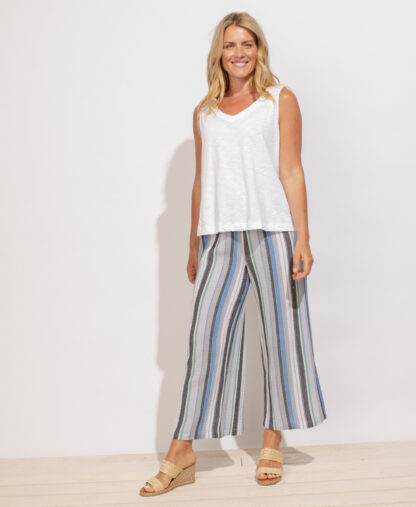 Escape Cotton Slub V-Neck Tank- White . Escape Style: 10014 WHT