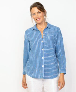 Habitat Linen Stretch Patch Pocket Shirt- Twilight . Habitat Style: 42527 Twilight