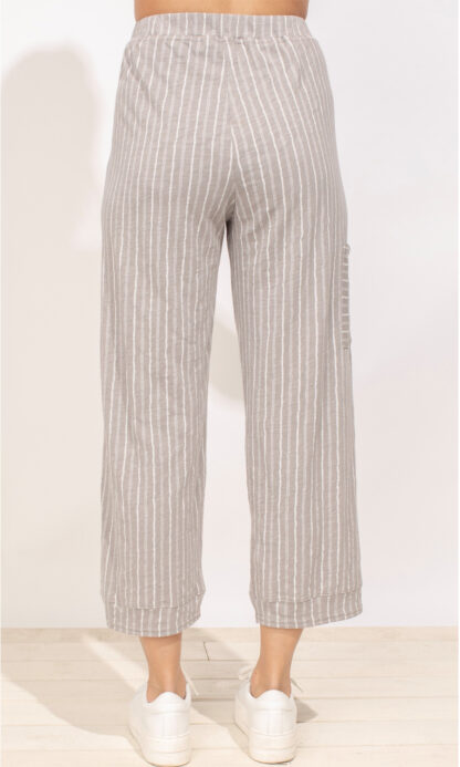 Escape Printed Stripe Cotton Pocket Flood Pant- Fog . Escape Style: 62526 FOG Rear