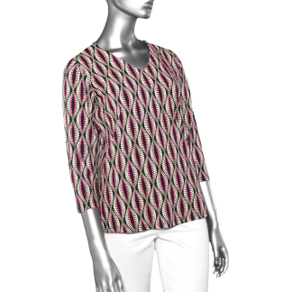 Lulu-B V-Neck Top- Black & Pink