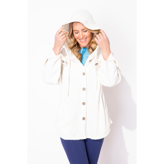 Escape Waffle Knit Mixed Texture Hoodie- Ivory . Escape Style: 26535 IVY