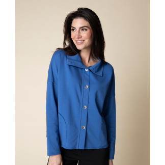 Habitat French Terry Curved Pocket Jacket- Blue . Habitat Style: 69328 BLU
