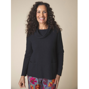 Habitat Cowl Neck Pocket Top- Black . Habitat Style: 16010 BLK