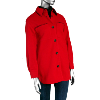 Tribal Coat with Blanket Stitch- Scarlet