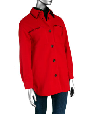 Tribal Coat with Blanket Stitch- Scarlet