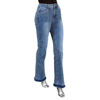 Charlie B Contrast Cuff Flare- Medium Blue . Charlie B Style: C5368R-431A