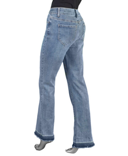 Charlie B Contrast Cuff Flare- Medium Blue . Charlie B Style: C5368R-431A Rear