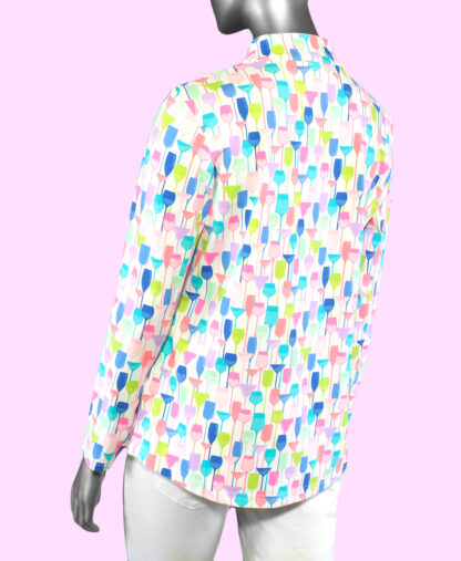 Lulu-B High Neck Zip Pull-Over- Wine Glass on White - Image 2