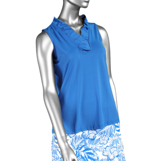 Lulu-B Ruffle Neck Top- Deep Sea .  Style: SPX0753S BLU