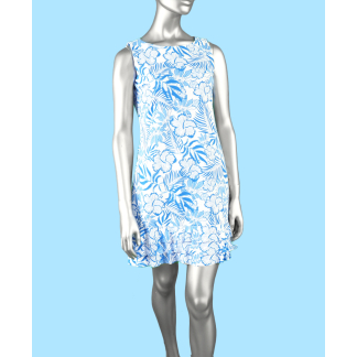 Lulu-B Ruffle Trim Dress- Spring Bouquet Deep Sea . Style: SPX4495P SBPR