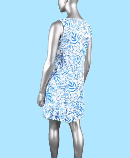 Lulu-B Ruffle Trim Dress- Spring Bouquet Deep Sea . Style: SPX4495P SBPR Back