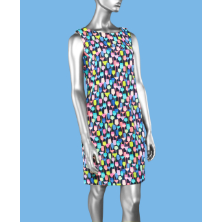 Lulu-B Sleeveless Travel Dress- Wine Glass on Navy