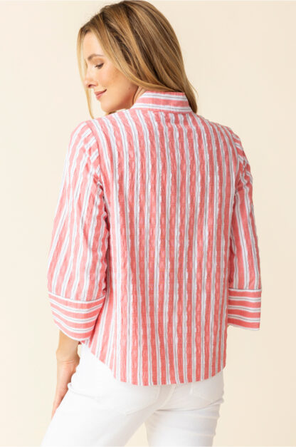 Habitat Palm Beach Stripe 1/2 Placket Pullover- Papaya . Habitat Style: 11944 Papaya Back