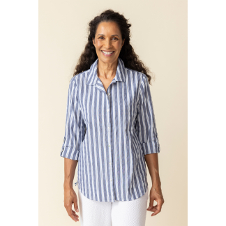 Habitat Palm Beach Stripe Ribbon Trim Tunic- Indigo . Habitat Style: 11948 Indigo