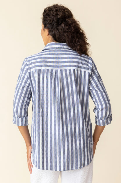 Habitat Palm Beach Stripe Ribbon Trim Tunic- Indigo . Habitat Style: 11948 Indigo Back