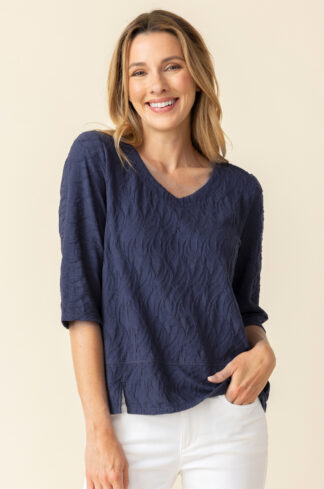 Habitat Cascade Cotton Elbow Sleeve Tee-Navy. Habitat Style: 16315 Navy