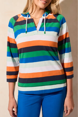 Tribal 3/4 Sleeve Raglan Hoodie- Tangelo . Tribal Style: 1642O-3241-0893