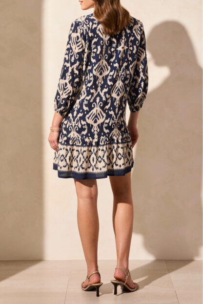 Tribal Dress with border print- Jet Blue . Tribal Style: 1833O-3950-3068 Back