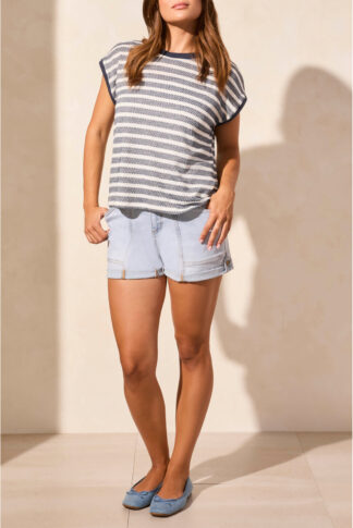 Tribal Cap Sleeve Top- Jet Blue . Tribal Style: 2157O-8171-3068