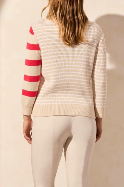 Tribal 3/4 Sleeve Crew Neck Sweater- Teaberry . Catalog # : 2159O-576-2169 Back