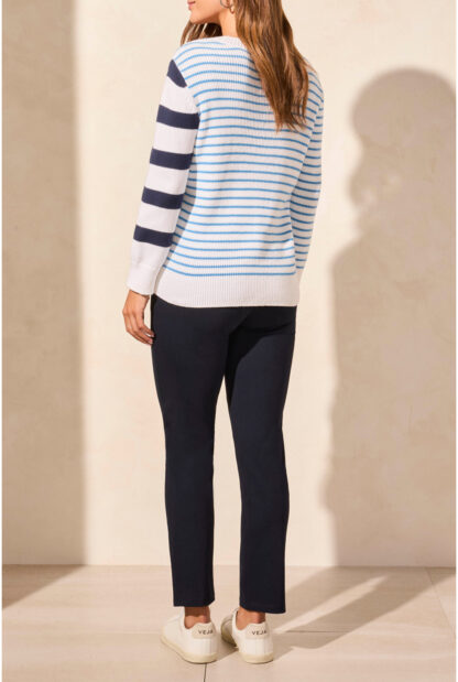 Tribal 3/4 Sleeve Crew Neck Sweater- Jet Blue . Tribal Style: 2159O-576-3068 . back