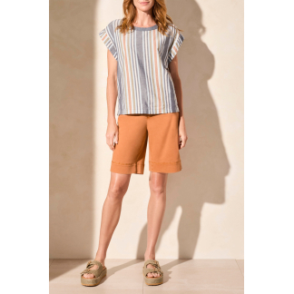 Tribal Drop Shoulder Blouse- Jet Blue . Tribal Style: 2170O-8139-3068