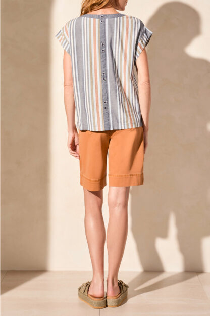 Tribal Drop Shoulder Blouse- Jet Blue . Tribal Style: 2170O-8139-3068 back