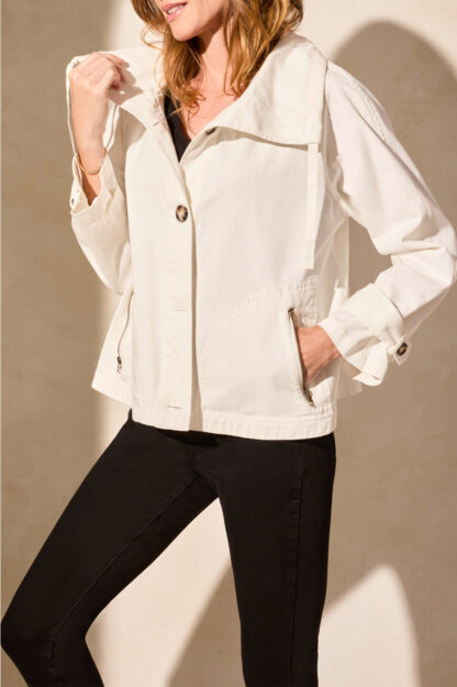 Tribal Button Front Coat- White . Tribal Style: 2179O-8174-0001 Front