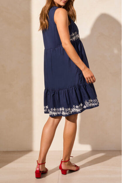 Tribal Embroidery Detail Dress- Jet Blue. Tribal Style: 2228O-8190-3068