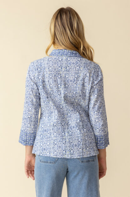 Habitat Crinkle Cotton Miami Shore Shacket- Rain . Habitat Style: 49528 Rain Back
