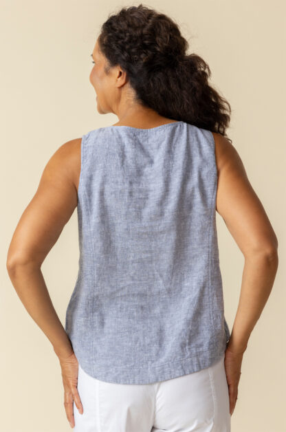 Habitat Linen Solid Freshen Up Tank- Indigo. Habitat Style: 41502 Indigo Back