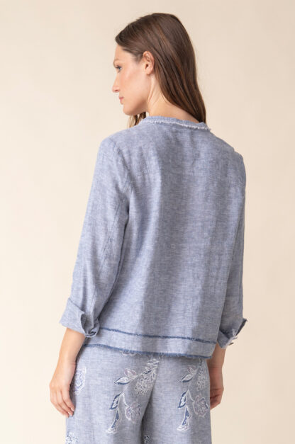 Habitat Linen Solid Summer Breeze Jacket- Indigo . Habitat Style: 41552 Indigo .  Rear
