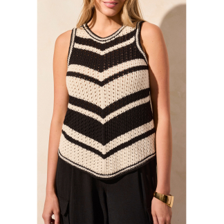 Tribal Crew Neck Racer Back Sweater- Black . Tribal Style: 5711O-576-0002