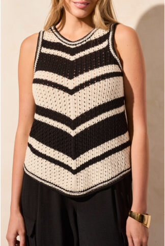 Tribal Crew Neck Racer Back Sweater- Black . Tribal Style: 5711O-576-0002