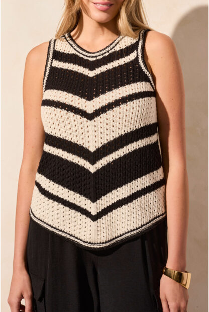Tribal Crew Neck Racer Back Sweater- Black . Tribal Style: 5711O-576-0002
