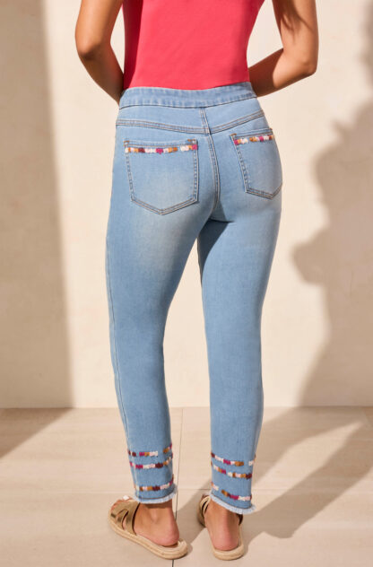 Tribal Audrey Pull-On Slim Ankle Jeans- Vivid Blue . Tribal Style: 5773O-4960-1274 rear