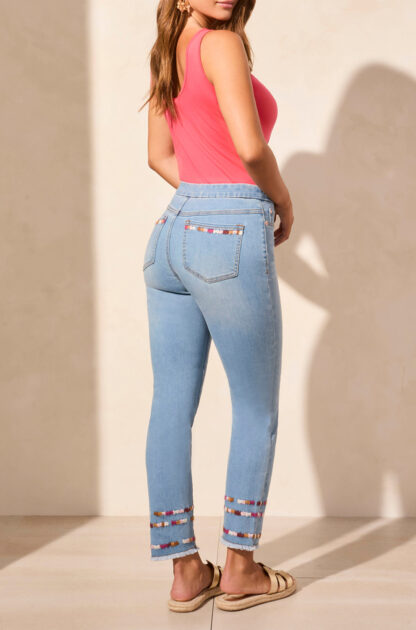 Tribal Audrey Pull-On Slim Ankle Jeans- Vivid Blue . Tribal Style: 5773O-4960-1274 side